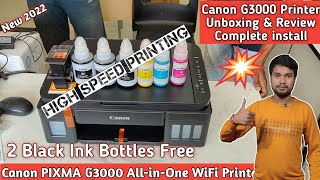 Canon PIXMA G3000 All in One WiFi Ink Tank Colour Printer Unboxing \u0026 Review Complete install