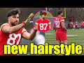 Travis Kelce shows off new Taylor Swift-inspired hairstyle at Chiefs practice