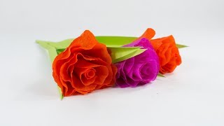 Paper Roses - Paper Flower - How To Make Paper Flower - Easy Flower for beginners - DIY