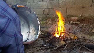 Bakır kab kalaylama işlemi. Copper Tin