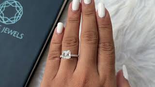 Asscher Cut Solitaire Accent Diamond Ring @ourosjewels