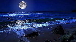 Fall Asleep On A  Moon Night With Calming Wave Sounds - 9 Hours of Deep Sleeping