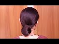 super easy low bun hairstyle using only rubber band sleek low bun juda hairstyle for long hair