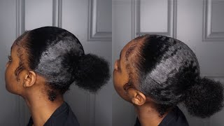 no part slick back on short natural hair ( FT. TOUCHDOWN EDGE TAMER ) 😍