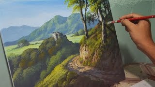 Acrylic Landscape Painting Lesson - Mountain Road by JMLisondra