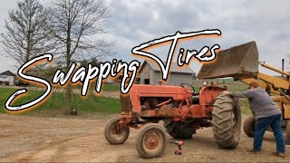 SWAPPING TIRES  on the ALLIS CHALMERS PULLING TRACTORS