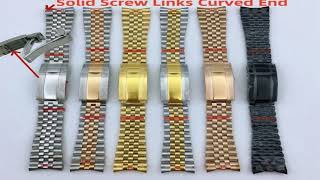 BLIGER 20mm 904L Steel Jubilee Middle Gold Two Tone Wrist Watch Strap Bracelet Solid Screw