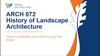 ARCH 72: Finding articles using JSTOR
