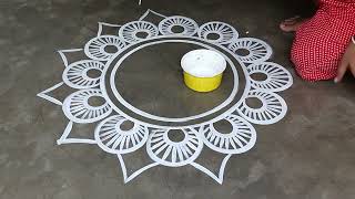 Saraswati Puja Special Round Alpona Design / Alpona Design for beginners / rangoli design