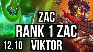 ZAC vs VIKTOR (MID) | Rank 1 Zac, 9/0/9, 2.3M mastery, Legendary, 400+ games | TR Challenger | 12.10