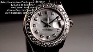 Rolex Masterpiece Pearlmaster Datejust 18k White Gold 80299 P MOP Serti