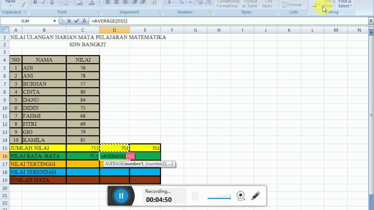 Video Tutorial Microsoft Excel Youtube
