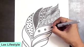 Feather 🪶 Drawing ✍️ Easy Beginner level doodle Art for Relaxation @laxlifestyle ❤️ ATS #133