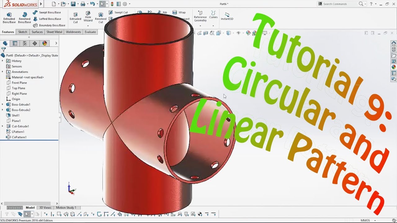 Solidworks Tutorial 9 Circular Pattern And Linear Pattern Youtube