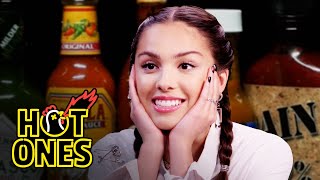 Olivia Rodrigo Burns Her Lips While Eating Spicy Wings | Hot Ones