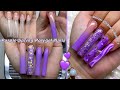 PURPLE SPRING POLYGEL NAILS💜 GLITTER OMBRE & NAIL ART | Nail Tutorial