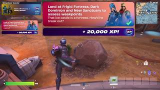 How to Land at Frigid Fortress Dark Dominion and New Sanctuary to assess weakpoints Fortnite Quest!