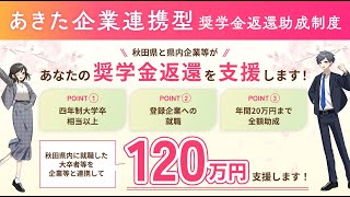 あなたの奨学金返還を支援します！「あきた企業連携型奨学金返還助成制度」