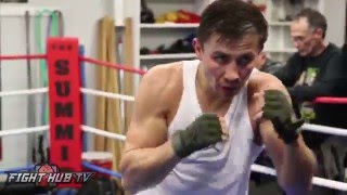 Gennady Golovkin shadow boxing one week away from Dominic Wade fight