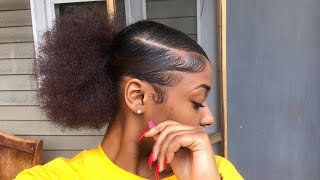 Sleek Low Puff On Thick Natural Hair