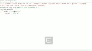 || 54 || Automorphic Number | Automorphic number in python | Python Automorphic number program