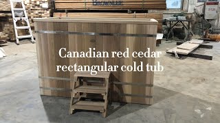 Canadian red cedar rectangular cold plunge tub with stainless steel inner