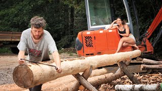 Peeling Another 40 Logs / LOG CABIN Building (S4 Ep15)