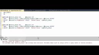 MSSQL - The variable name @return value has already been declared Variable names must