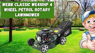 Webb Classic WE410HP 4 Wheel Petrol Rotary Lawnmower with 7 Cutting Heights