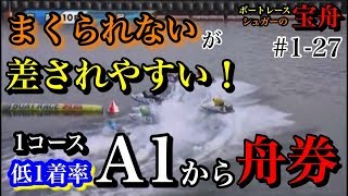 【ボートレース・競艇】1コース低1着率の『まくられにくいA1選手』が出場。で差しの買い目で万舟ねらう！