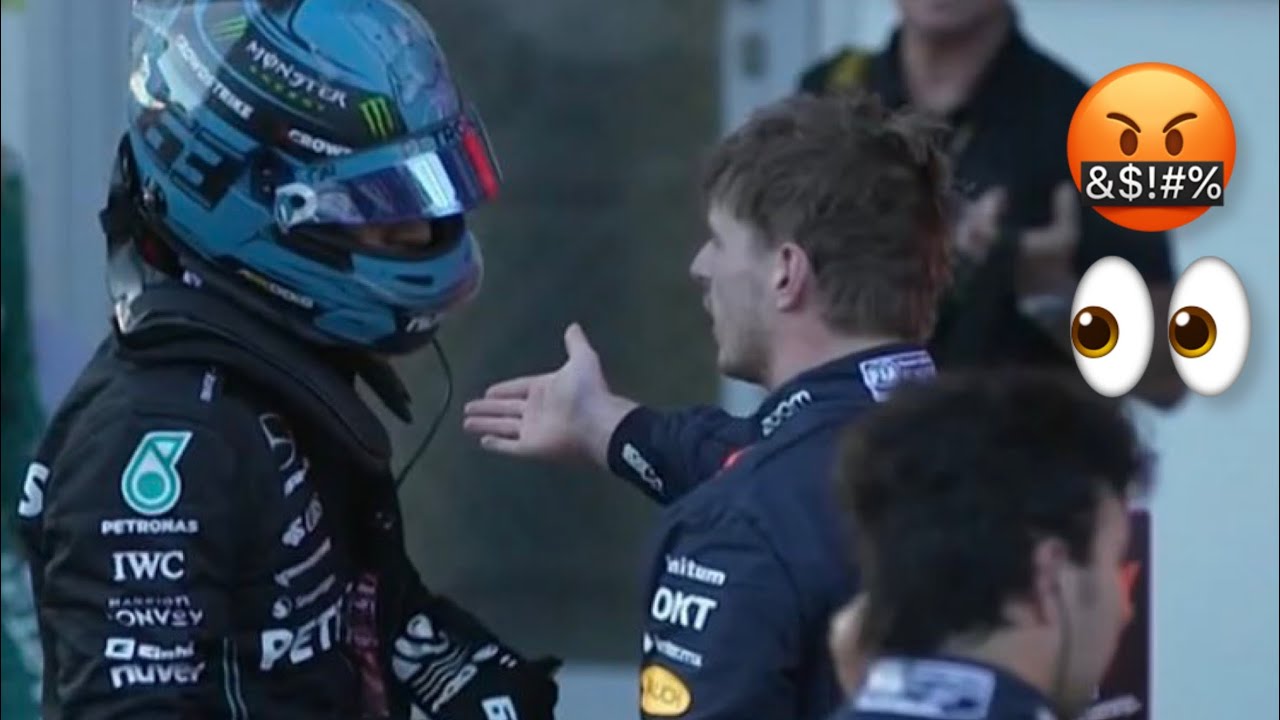 Max Verstappen Angrily Confronts George Russell After Lap 1 Collision ...