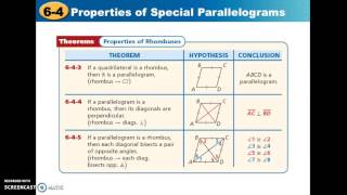 Geom 6-4 Properties of Special Parallelograms