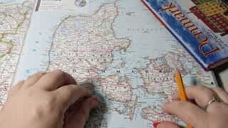 ASMR ~ Denmark History & Geography ~ Soft Spoken Map Tracing Page Turning