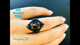 Black Beauty 💞DIY Beaded Ring 💞