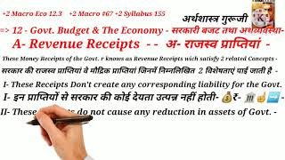 Revenue Receipts \u0026 Constituent Of The Revenue Receipts 12th | राजस्व प्राप्तियां  प्राप्तियों के अगं