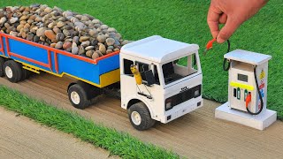 diy mini truck loading stone from crusher machine science project @MiniCreative1