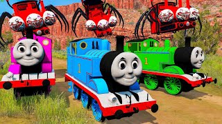 EPIC ESCAPE FROM 3 COLOR THOMAS TRAINS VS 3 CHOO-CHOO CHARLES in BeamNG.Drive