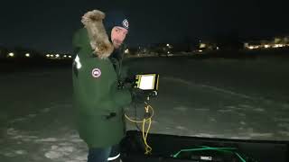 Testing PulseEkko 1000 MHz in a sled for ice thickness.