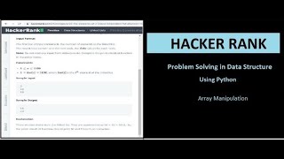 Array Manipulation in Data Structure | Hacker Rank |Python | Problem Solving with python