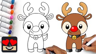 How To Draw Rudolph the Red Nosed Reindeer