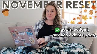 November Reset: Budget With Me, Updating Goals, Notion, Savings and Debt Updates, *monthly reset*