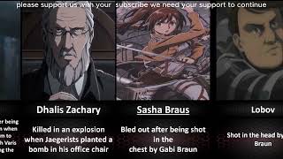 Cause of Death of Attack on Titan Characters part 6