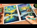 Aurora Night drawing with Oil Pastels for beginners - Step-by-Step