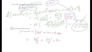 5.4 Math 212 Indefinite Integrals and the Net Change Theorem