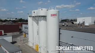 Bimbo Canada Silos Being Painted - Industrial Protective Coating BEST Painting