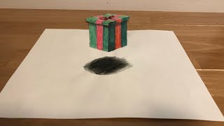 浮かぶ3Dのプレゼントボックスを描きます。(draw a floating 3D present box.)