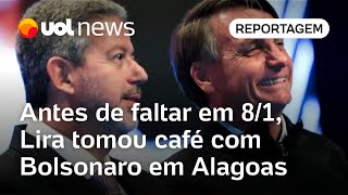 Lira tomou café com Bolsonaro em Alagoas antes de faltar a evento de Lula sobre 8 de janeiro