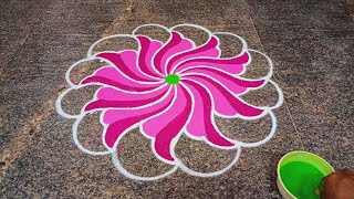 ஈசியான 3d பூ கோலம்| 5*3 புள்ளி கோலம்| 3d rangoli design | easy 3d kolam | p square rangoli