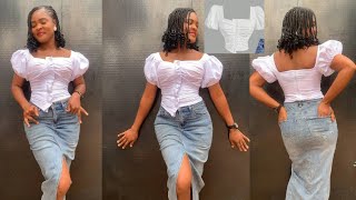 How To Cut And Sew A Stylish  Ruffle Top With Square Neck Design