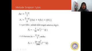 Integrasi Numerik dengan Metode Simpson - Metode Numerik